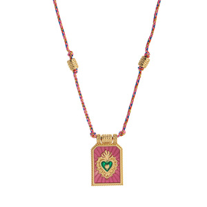 Kalung liontin kartu <span class=keywords><strong>Tarot</strong></span> berlapis emas terlaris tali berwarna sederhana modis rantai manik keberuntungan berbentuk hati dipertahankan - Product Image 4
