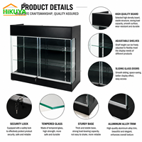 Comptoirs de caisse en verre HIKUYA, vitrine en verre noir avec portes coulissantes pour magasin de détail