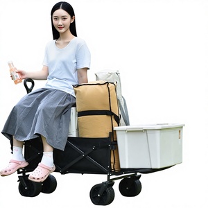 Chariot de camping et de pique-nique <span class=keywords><strong>pliable</strong></span> en acier avec roues, chariot portable <span class=keywords><strong>pliable</strong></span> noir en tissu 600D pour la <span class=keywords><strong>plage</strong></span> - Product Image 4