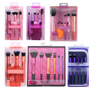 Nouveau <span class=keywords><strong>pinceau</strong></span> de maquillage ensemble <span class=keywords><strong>poudre</strong></span> libre Blush fond de teint visage surligneur yeux outils cosmétiques ensemble cheveux synthétiques avec éponges 3/4/5 pièces - Product Image 2