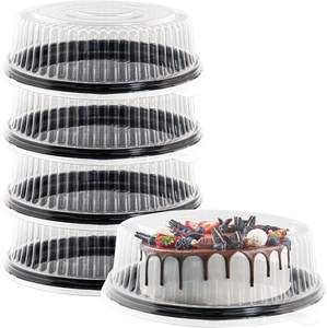 Bandeja Redonda Desechable de Plástico para Empacar Pasteles de 8'', 10'', 12'' y 14'', Apta para Alimentos, Contenedor de Plástico para Cupcakes - Product Image 1
