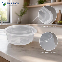 Boîte à lunch jetable ronde en PP écologique avec couvercle anti-fuite, compatible micro-ondes et congélateur, pour sushis, pizzas, aliments pour bébés et préparation de repas