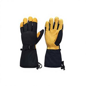 Gants de ski en cuir imperméables coupe-vent thermiques à doigts entiers unisexes pour le ski en plein air en hiver, le snowboard et les températures froides - Product Image 1