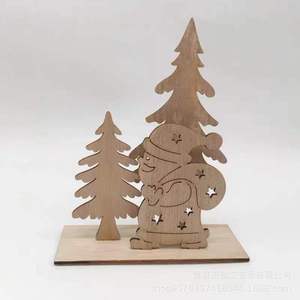 Décoration de Noël en bois, sapin et cerf découpés au laser, à suspendre pour la décoration de la maison pendant les fêtes - Product Image 2