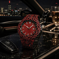 Logo Kustom OEM ODM Pabrik Paduan Seng Tahan Air 30M Berlian Imitasi Bezel Berduri Dial Bertabur Kristal Jam Tangan Pria Grosir Quartz Iced Out