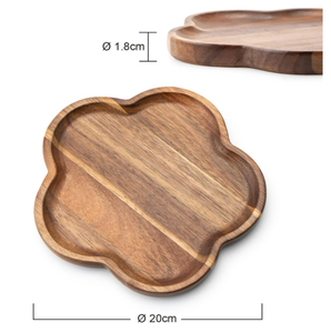Plateau <span class=keywords><strong>en</strong></span> <span class=keywords><strong>bois</strong></span> <span class=keywords><strong>en</strong></span> forme de fleur Plateau léger à thé et café pour le bureau et la maison Conception personnalisée durable - Product Image 5