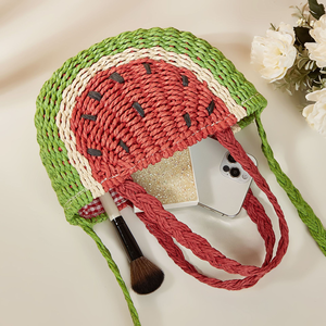 New Fashion Woven <b>Straw</b> Clutch Handbag Women's Summer Beach Crossbody <b>Bag</b> Boho Wicker Single Strap Lace-up Closure Wedding - Product Image 5