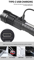 Linterna LED COB recargable de 8 modos, súper brillante, luz de trabajo de alto lumen, para emergencias, camping, senderismo, con batería de gran capacidad.