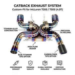 Système d'échappement Catback Vortex Burned Blue Titanium avec embouts en carbone pour McLaren 720S 750S 4.0T 2018-2025 Kits à fixation directe - Product Image 1