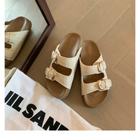 Sandalias de Plataforma con Doble Hebilla y Textura Tejida para Mujer 2026, Antideslizantes, Punta Abierta, Admite Logotipo Personalizado OEM ODM