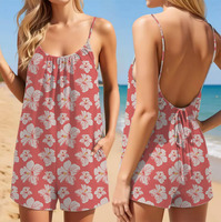 Combinaison courte décontractée pour femme, motif Hawaï personnalisé, sans manches, en tissu de soie de lait, pour femmes adultes