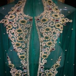 Las mujeres vestido bordado Kaftan marroquí takchita tela unstitched chaqueta - Product Image 5