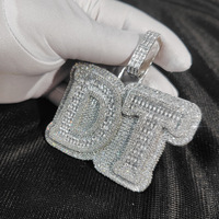 Colgante de circonia personalizado para hombres y mujeres, collar con letras de retales de hip-hop, joyería