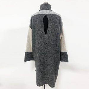 Maglione Casual a collo alto da <span class=keywords><strong>donna</strong></span> Plus-Size con Design senza schienale e motivo Patchwork Intercolor per l'inverno - Product Image 3