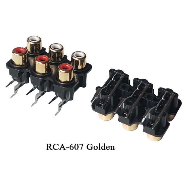 Yongyetai 2PCS Golden Plated RCA Female Connector PCB Mounting Stereo Audio Video AV Jack Six Hole White+Red RCA-207/407/607