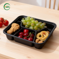 Flash Black PP Plastic Meal Prep Bakjes met Transparante Deksels, Rechthoekig Design voor Afhaalmaaltijden en Cateringdiensten