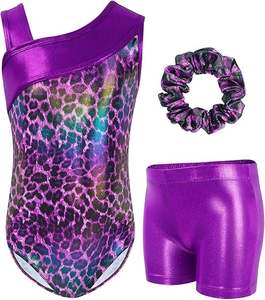 Лидер продаж, трико для художественной гимнастики с леопардовым принтом и шорты из спандекса с цветочным принтом для балета и соревнований - Product Image 1