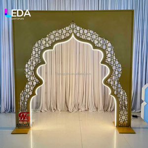 Arche de mariage LEDA, style palais indien, en métal doré, arche de mariage lumineuse pour la décoration d'événements - Product Image 4