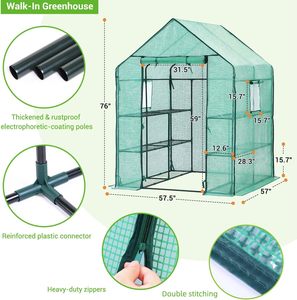 3 Tiers <strong>Greenhouse</strong> for Outdoors With Screen Windows, <strong>Walk</strong> <strong>in</strong> Plant <strong>Greenhouses</strong> Heavy Duty With Durable PE Cover - Product Image 5