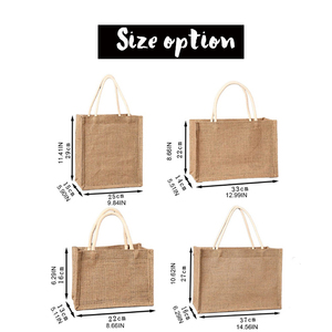 Sacs fourre-tout personnalisés en jute noir pour femmes avec poignée, pour broderie, artisanat DIY, impression et décoration - Product Image 5