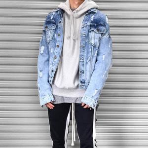 Al por mayor Chaquetas de mezclilla para hombre, estilo bomber y trucker, ajustadas, rasgadas y desgastadas, estilo motero - Product Image 5