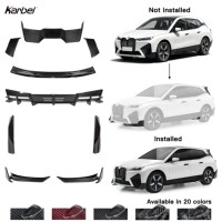 Kit carrosserie en fibre de carbone sèche style KB Karbel Diffuser, comprenant séparateur avant, jupes latérales et aileron de toit arrière pour BMW IX XDrive40 2021-2023