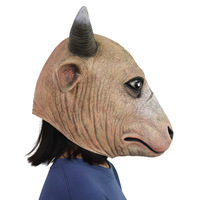 Masque de taureau en latex amusant et cool pour Halloween, accessoire de tête d'animal mignon pour costume de fête