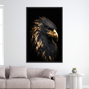 Golden Eagle <b>Canvas</b> Art: Majestic Black and Gold Bird Print,BLACK <b>FRAMED</b> <b>CANVAS</b> - Product Image 3