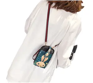 Crossbody cep telefonu çantası moda baskılı omuzdan askili çanta kadın PU deri renkli çanta ayarlanabilir kayış ile