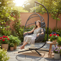 Fauteuil suspendu pliant en forme d'œuf avec support pour salon, balcon, jardin et patio, mobilier d'extérieur personnalisé en gros