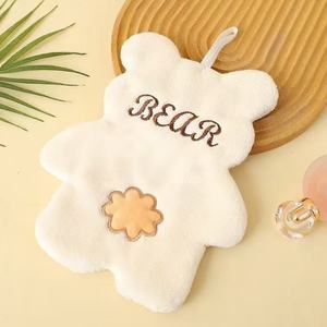 Toalla de mano absorbente gruesa de tela polar <span class=keywords><strong>Cora</strong></span> de doble capa cuadrada de dibujos animados para niños lindos paños de limpieza para niños - Product Image 2