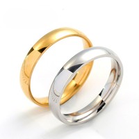 Bagues de mariage modernes en acier titane, 4mm/6mm, courbées et lisses, plaquées or 18 carats, pour couple, vente en gros, best-seller, exquises et simples