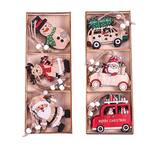 New colorful wooden Christmas ornament gift box, small <b>car</b> Santa Claus ornament, Christmas <b>tree</b> decoration gift - Product Image 5