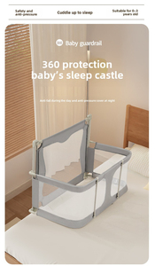 3-in-1 Newborn Baby <b>Bed</b> with Anti-Pressure Guardrail, <b>Foldable</b> <b>Bed</b>-in-<b>Bed</b> Crib for Living Room, Adjustable Safety <b>Bed</b> Rail - Product Image 3