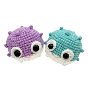 Kit d'apprentissage DIY en laine <span class=keywords><strong>crochet</strong></span>ée à la main, 2 pièces, nouveau, style adorable Poisson-globe anglais, pour les 7-12 ans et 12 ans et plus - Product Image 1