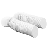 Cartes RFID PVC Ntag213 blanches personnalisées programmables imperméables, autocollants adhésifs fins ronds en forme de pièce de monnaie, étiquettes NFC pour les médias sociaux, 50 mm