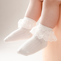 Chaussettes de cheville en dentelle pour bébés filles nouveau-nés, en coton peigné blanc, style princesse, collection automne