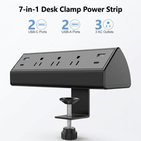 Prise de courant à fixation sur bureau ETL avec 2 ports USB-A, 1 port USB-C, 3 prises CA, protection contre les surtensions, pour bureau