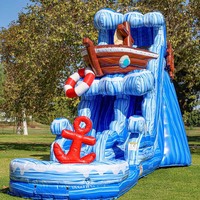 Tobogán Acuático Inflable Comercial para Alquiler, Diseño de Naufragio, Tobogán Acuático Inflable Húmedo/Seco