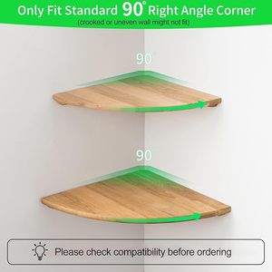 Estantes de esquina flotantes de madera maciza de roble de 2 piezas de 12 pulgadas, estante de exhibición de montaje en pared con orificio de alambre para dormitorio, cocina, sala de estar - Product Image 3