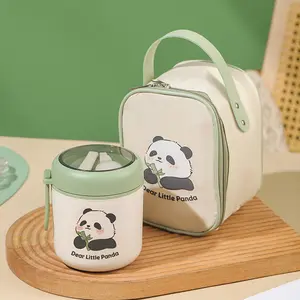 C133 New Arrival Little Panada Breakfast Cup 304 Stainless Steel Cartoon Lunch Box Leakproof Large Capacity Insulated Bneto Box