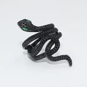 नवीनतम 3 रंग शीर्ष स्तर छोटे हस्तनिर्मित काला नाग अंगूठी क्लासिक कस्टम महिलाओं bling अजगर सांप के आकार की अंगूठी