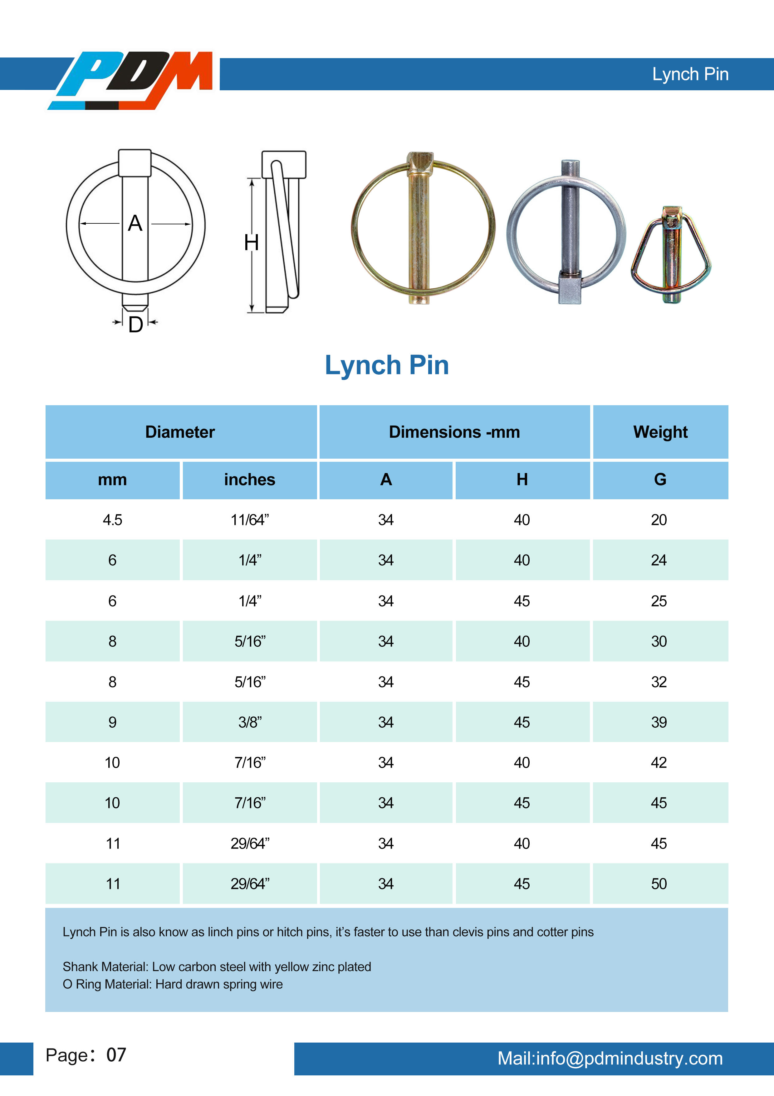 安全销拖车林奇销碳钢林奇销6毫米8毫米9毫米11毫米黄色镀锌| Alibaba.com