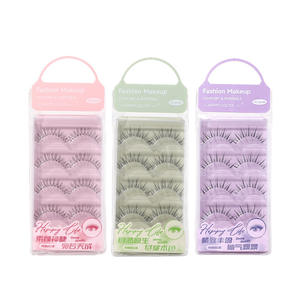 LMLTOP Faux cils complets en bande, lot de 4 paires, fibres synthétiques, style plume, avec colle pour usage quotidien - Product Image 1