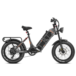 Juliet Eahora 52V 200W 7 vitesses Vélo tout-terrain électrique pour adultes Vélo tout-terrain électrique à suspension intégrale Moteur de moyeu arrière Cadre en acier Pneu gras 60Ah - Product Image 1
