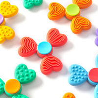 HMJ 2 en 1 Love Clover Worry Stone Fidget Spinner, jouet sensoriel en silicone texturé, anti-stress, jouet de bureau EDC pour adultes et enfants, TDAH