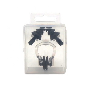 Bouchons d'oreilles <span class=keywords><strong>homme</strong></span> femme en silicone noir et pince-nez bouchons d'<span class=keywords><strong>oreille</strong></span> de surf étanches pour la natation - Product Image 1