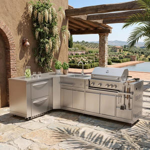 Gabinete de Cocina Modular para Exteriores OEM de Acero Inoxidable SS304 sin Formaldehído, Colores Atractivos, Isla de Cocina para Exteriores con Parrilla y Fregadero para Patio Trasero - Product Image 1