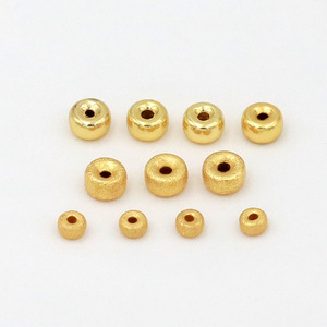 <b>Copper</b>-plated gold frosted wheel bead <b>bracelet</b>/necklace, 18K real gold electroplated beads, sand gold, concave spacer beads D56 - Product Image 1