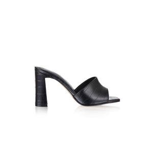 Chaussures pour femmes au design moderne et élégant, à talon bloc, style simple à enfiler, effet croco - Product Image 2